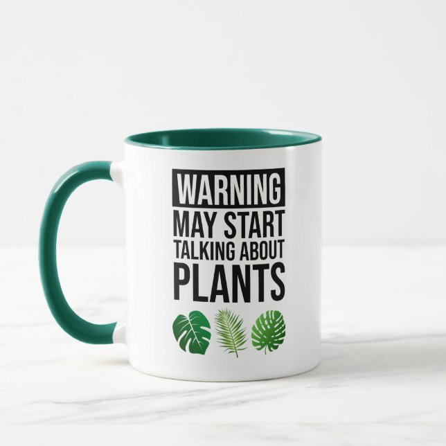 Taza Advertencia: puede comenzar a hablar de plantas (Izquierda)