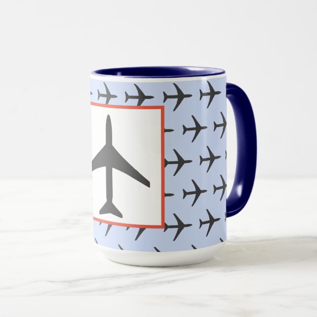 Taza Aeródromo Funky Plane Airplane Aviation Fly Airlin (Anverso derecho)