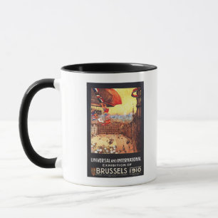 Taza Aerolíneas libanesas con bandera mundial en la exp