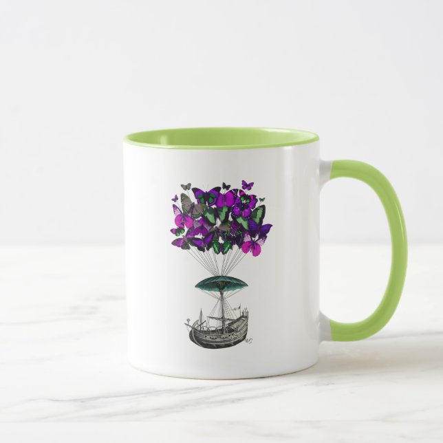 Taza Aeronave de mariposa 2 morada y verde (Derecha)