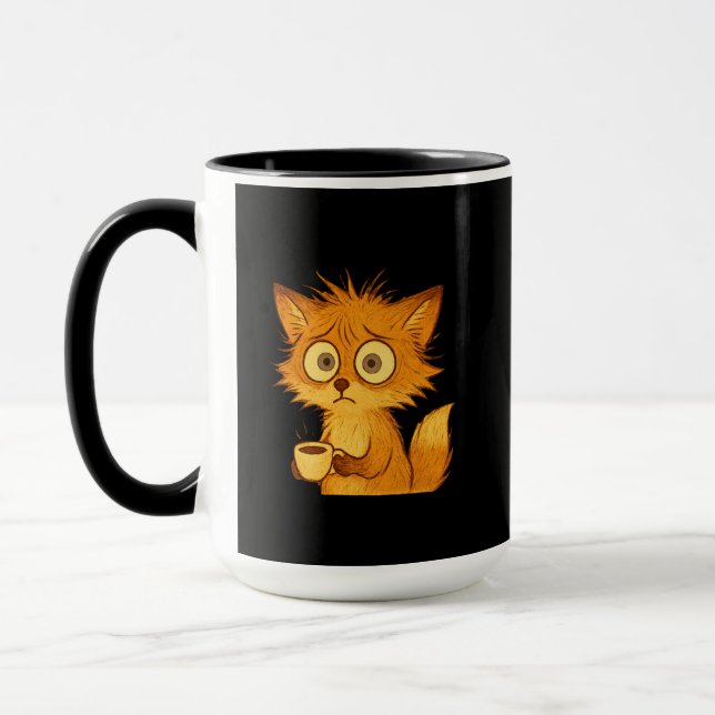 Taza Aesthetic Overwhelmed Fox • Cute Chaos Coffee (Izquierda)