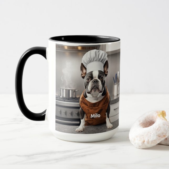 Taza Affectionate Boston Terrier Personalized (Con donut)