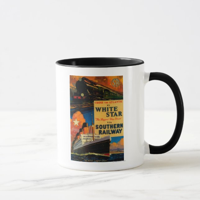 Taza Afiche de época de la estrella blanca SREurope (Derecha)