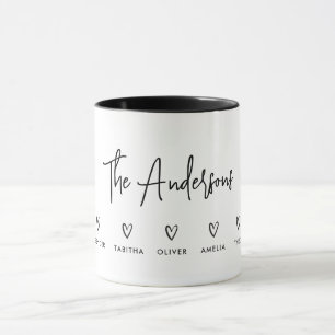 Taza Afiche de regalo de 5 familias de escritura modern