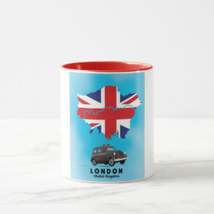 Taza Afiche de viaje con mapa ilustrado de Londres