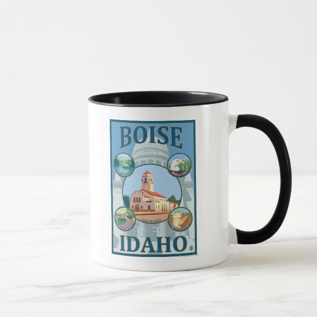 Taza Afiche de viaje de Boise, IdahoScenic (Derecha)