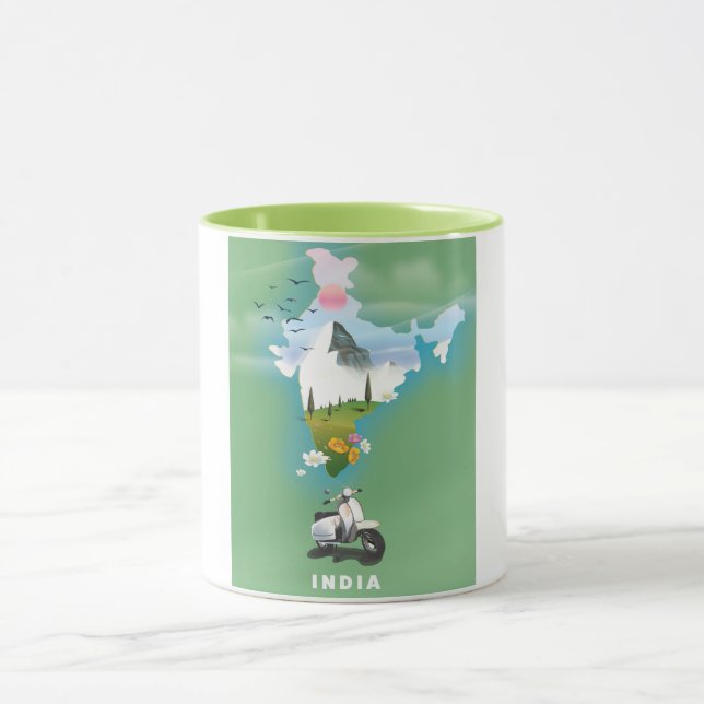 Taza Afiche de viaje de la India (Centro)