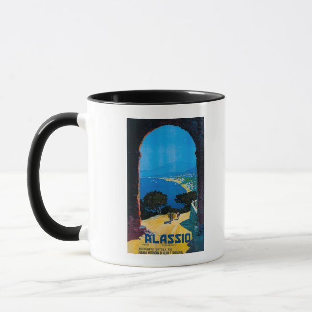 Taza Afiche de viaje de la Riviera Occidental de Italia (Izquierda)