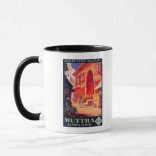 Taza Afiche de viaje del templo Muttra Krishna