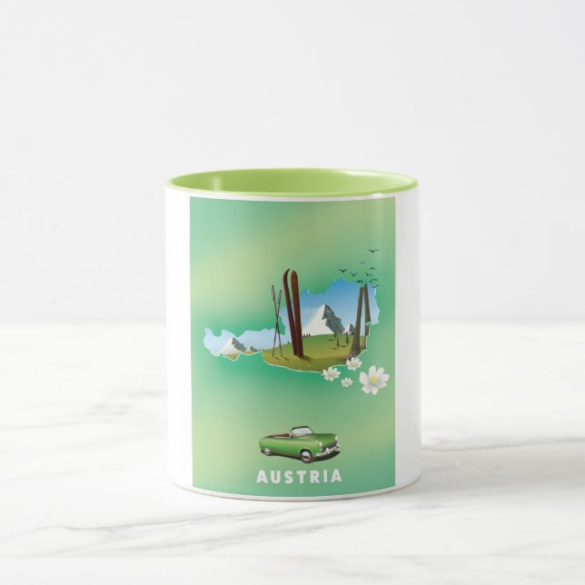 Taza Afiche de viaje en esquí de Austria (Centro)