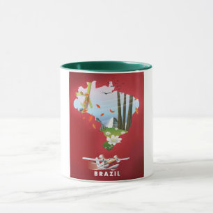 Taza Afiche de viaje ilustrado por Brasil.