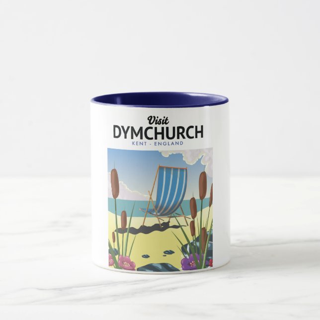 Taza Afiche de viaje marítimo de Dymchurch Kent (Centro)