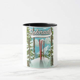 Taza Afiche de viaje para esquí de Colorado