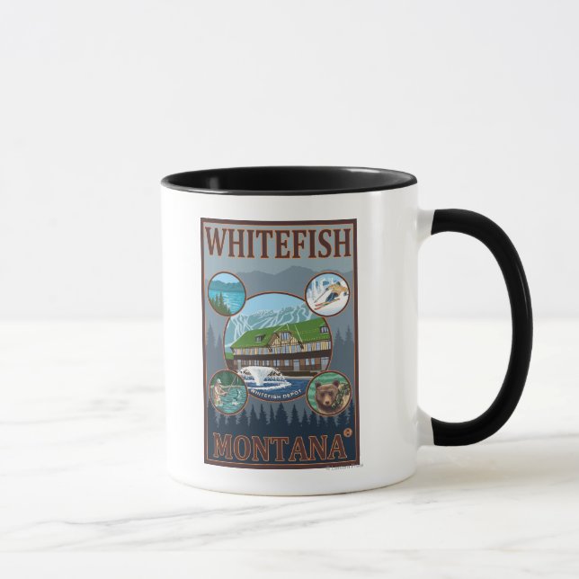 Taza Afiche de viajes de Whitefish, MontanaScenic (Derecha)