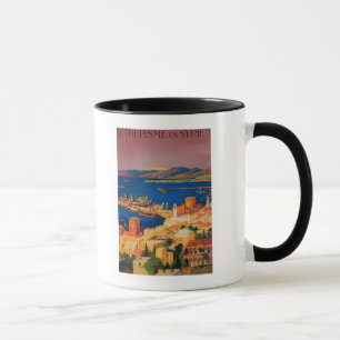 Taza Afiche francés de viajes, recorriendo Siria