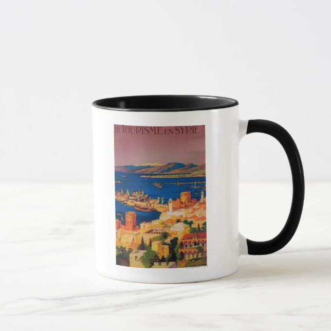 Taza Afiche francés de viajes, recorriendo Siria (Derecha)