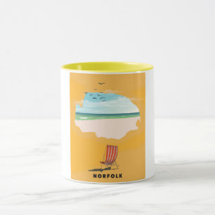 Taza Afiche ilustrado del mapa de viajes de Norfolk