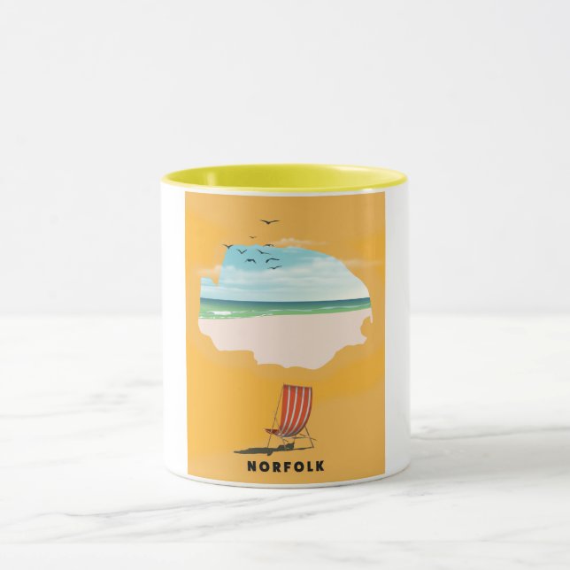 Taza Afiche ilustrado del mapa de viajes de Norfolk (Centro)