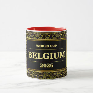 Taza Aficionado de Fútbol de Bélgica 2026 Lujo Negro Or