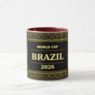 Taza Aficionado de Fútbol de Brasil 2026 Lujo Negro Oro