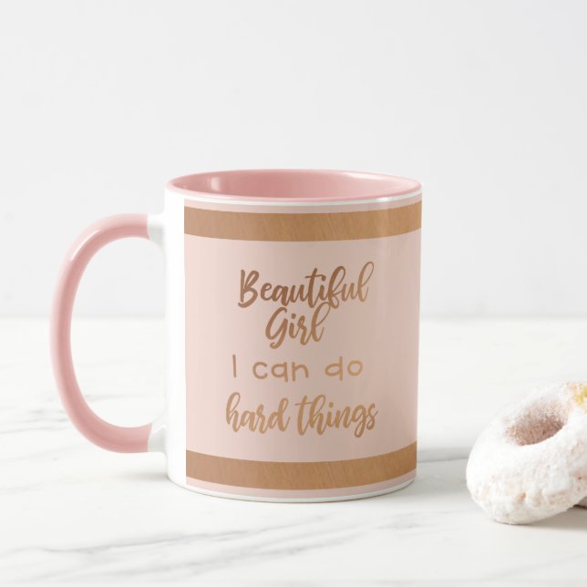 Taza Afirmación Hermoso monograma motivacional Chica (Con donut)