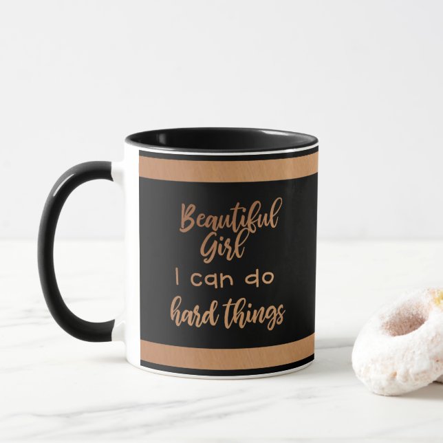 Taza Afirmación Hermoso monograma motivacional Chica (Con donut)
