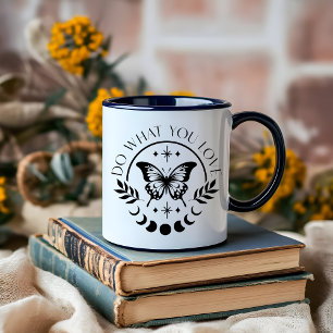 Taza Afirmación minimalista Boho Moon Black and White