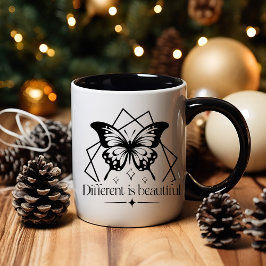 Taza Afirmación positiva Boho Moon en blanco y negro