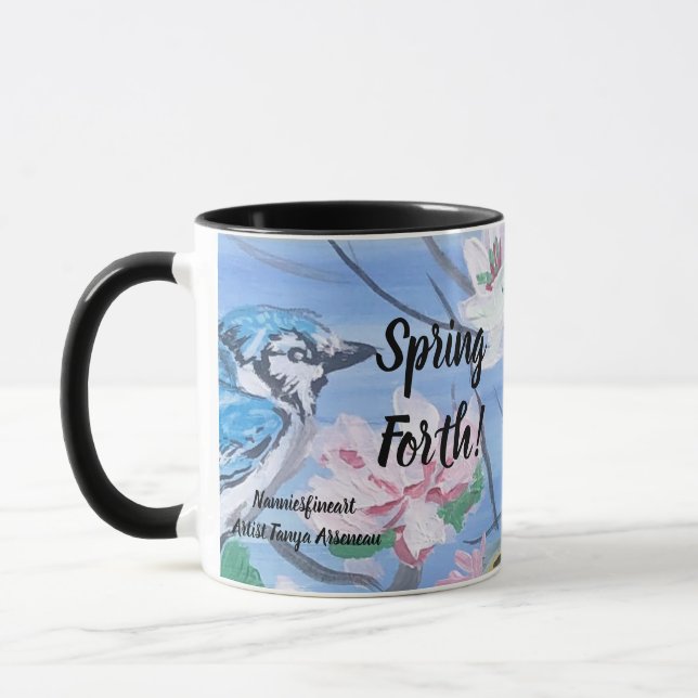 Taza Afirmación '' primavera cuarto'' arte pintado a ma (Izquierda)