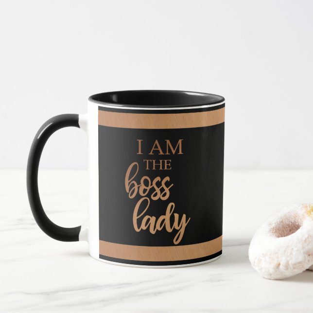 Taza Afirmación Yo Soy El Jefe Lady Monograma Motivacio (Con donut)