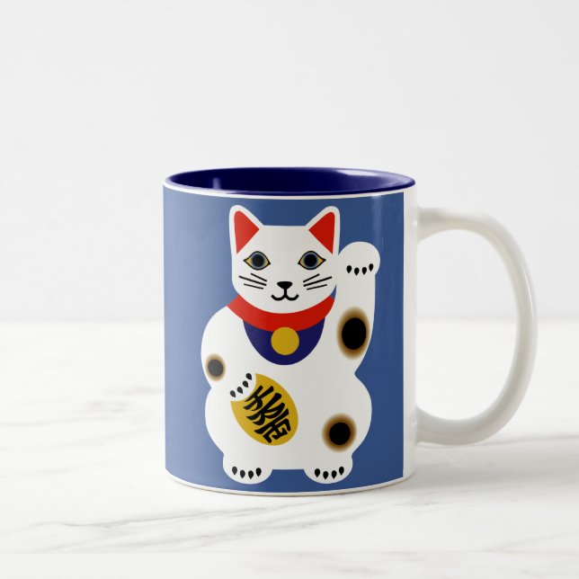 Taza afortunada azul del gato (Derecha)