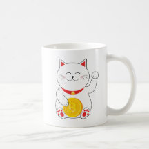 Taza afortunada de Bitcoin del gato de Maneki Neko