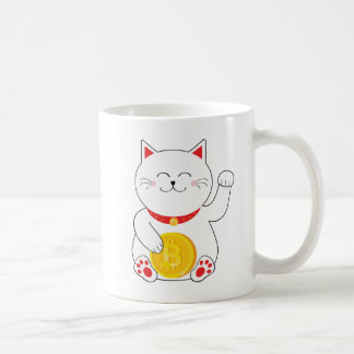 Taza afortunada de Bitcoin del gato de Maneki Neko