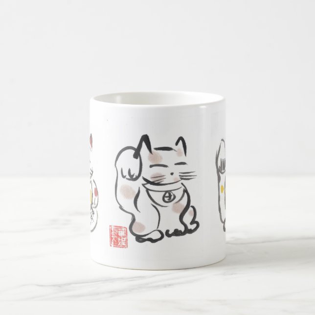 Taza afortunada de tres gatos (Centro)