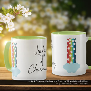Taza Afortunado y encantador arcoiris de 4 hojas Minima