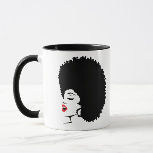 Taza Afro con Labios Rojos Hermosos