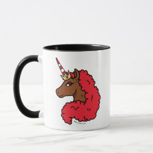 Taza Afro rojo unicornio