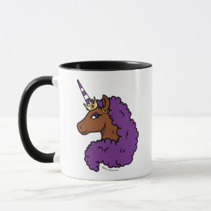 Taza Afro Unicornio púrpura