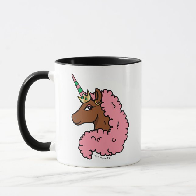 Taza Afro Unicornio rosa claro (Izquierda)