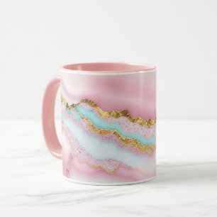 Taza Agate Marble popular colección de oro rosa azul