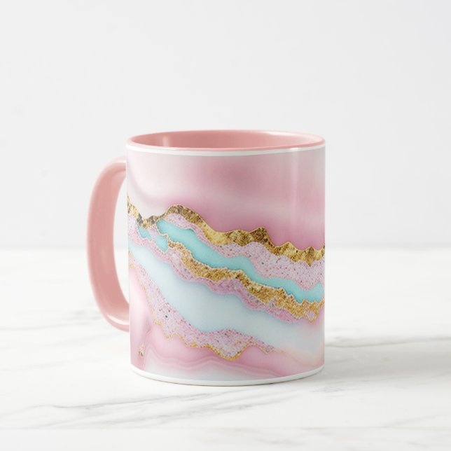 Taza Agate Marble popular colección de oro rosa azul (Anverso izquierdo)