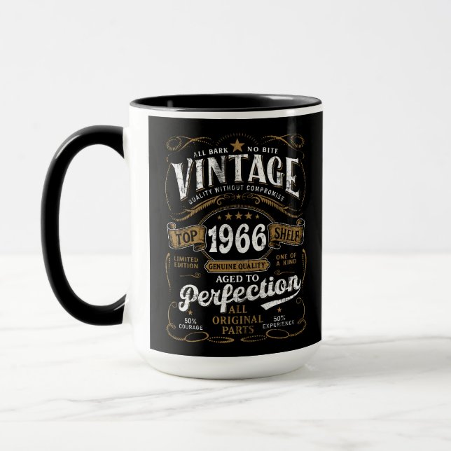 Taza Aged To Perfection Vintage 1966 Birthday 60th  (Izquierda)