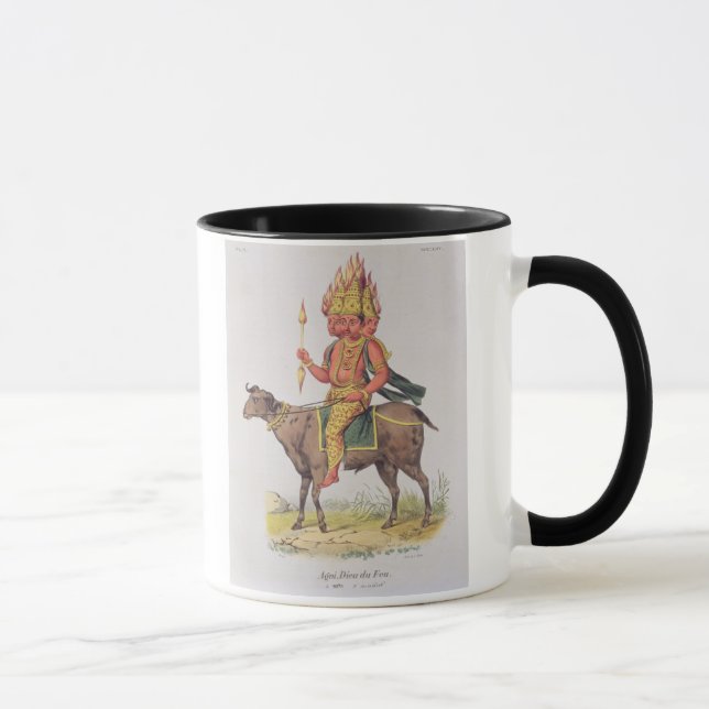 Taza Agni, dios del fuego, grabado por la empanada de (Derecha)