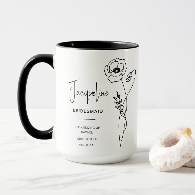 Taza Agosto Bridesmaid | Flor de pájaros (Con donut)