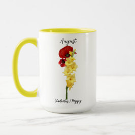 Taza Agosto Flor de Nacimiento Gladiolus y Poppy