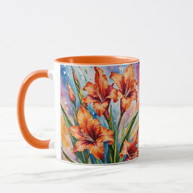 Taza Agosto Mes de Nacimiento Flor Gladiolus. Gladiolus (Izquierda)