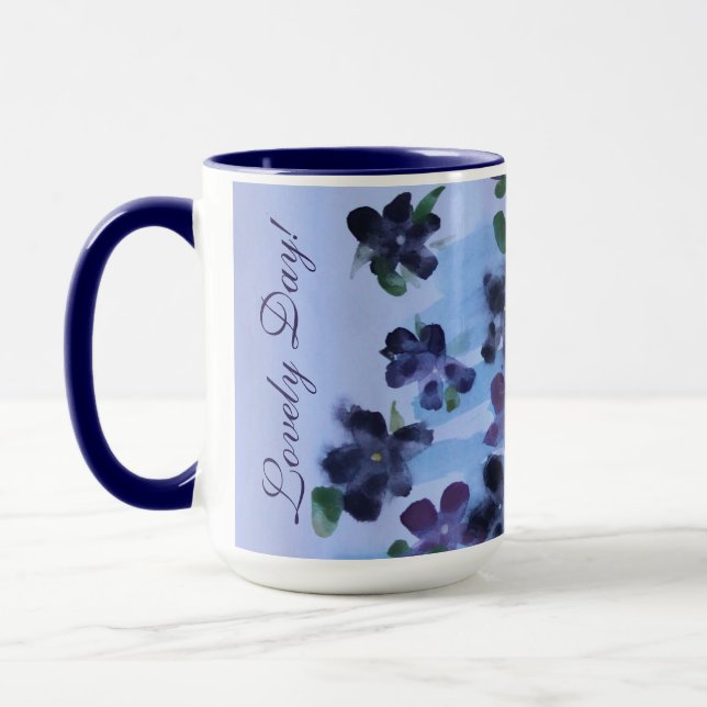 Taza Agradable día Mug de arte morado (Izquierda)