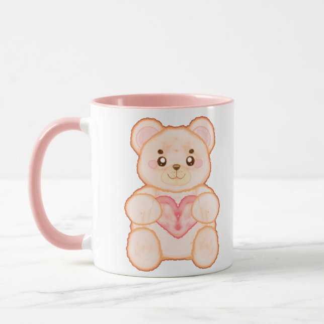 Taza Agradable Oso El día de San Valentín Con Corazón R (Izquierda)