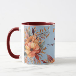 Taza Agradecido agradecido bendito Floral Día de Acción