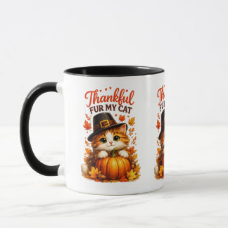 Taza Agradecido Fur Por Mi Gato Día de Acción de Gracia